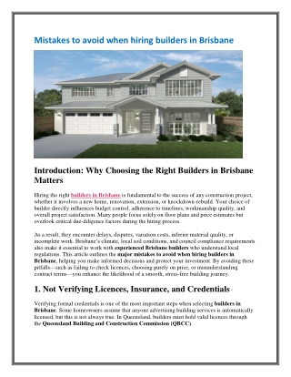 Mistakes to avoid when hiring builders in Brisbane