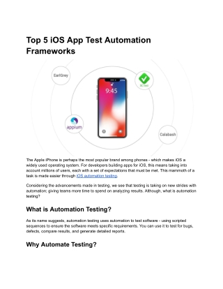 Top 5 iOS App Test Automation Frameworks