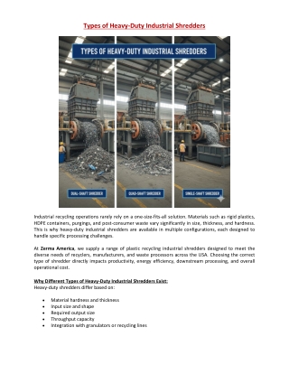 Types of Heavy-Duty Industrial Shredders