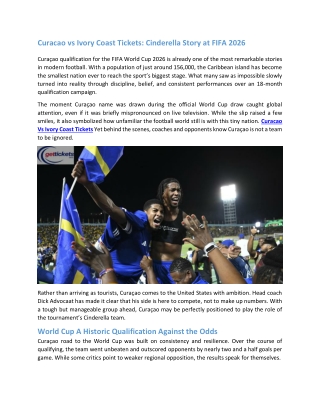 Curacao vs Ivory Coast Tickets Cinderella Story at FIFA 2026