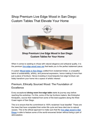 Shop Premium Live Edge Wood in San Diego_ Custom Tables That Elevate Your Home