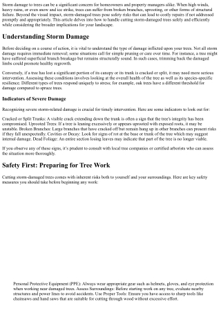 Cutting Storm Damaged Trees Safely and Efficiently