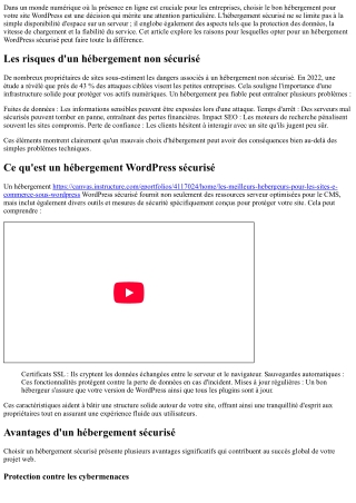 Pourquoi Opter pour un Hébergement WordPress Sécurisé ?