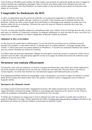 Écrire du contenu optimisé pour son blog wordpress: astuces et best practices.