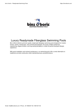 Premium Fiberglass Swimming Pools – Designs, Benefits & Installation Guide