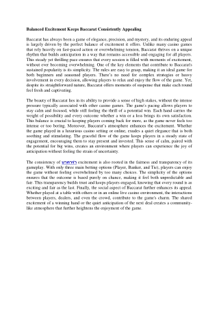 Balanced Excitement Keeps Baccarat Consistently Appealing