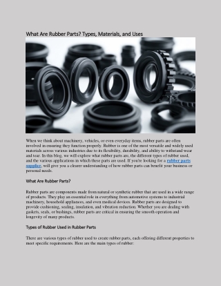 What Are Rubber Parts Types, Materials, and Uses
