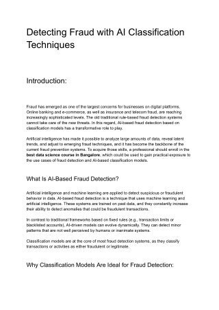 Detecting Fraud with AI Classification Techniques