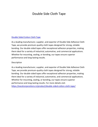 Double Side Cloth Tape