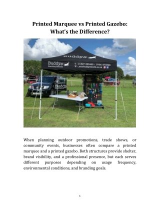 Printed Marquee vs Printed Gazebo What’s the Difference