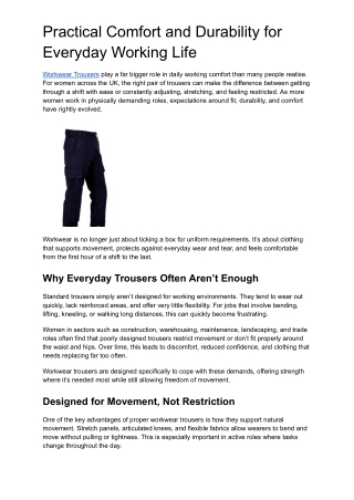 Practical Comfort and Durability for Everyday Working Life