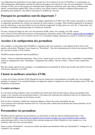 Configurer les permaliens pour une meilleure SEO dans Wordpress.