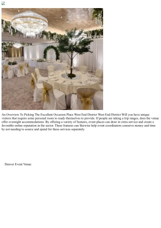An Overview To Picking The Best Event Place West End District West End Area