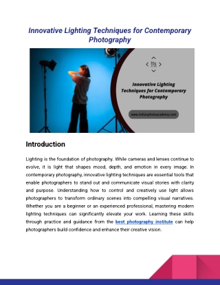 Innovative Lighting Techniques for Contemporary Photography_Indian Photo Academy