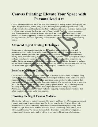 Canvas Printing Elevate Your Space with Personalized Art