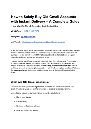 How to Safely Buy Old Gmail Accounts with Instant Delivery – A Complete Guide