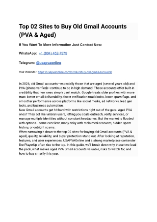 Top 02 Sites to Buy Old Gmail Accounts (PVA & Aged)