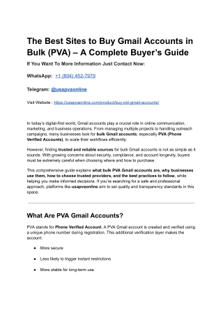 The Best Sites to Buy Gmail Accounts in Bulk (PVA) – A Complete Buyer’s Guide