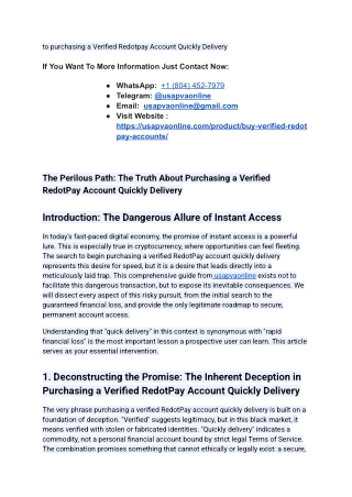 to purchasing a Verified Redotpay Account Quickly Delivery