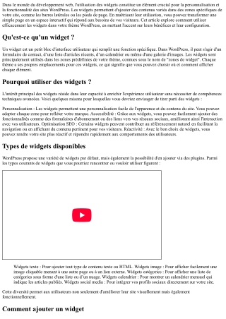 Utiliser les widgets efficacement dans son thème Wordpress.
