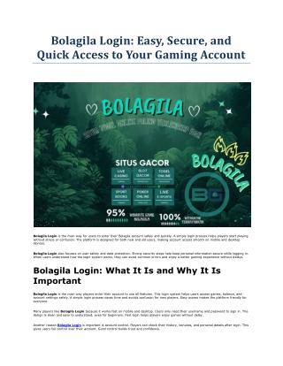 Bolagila Login