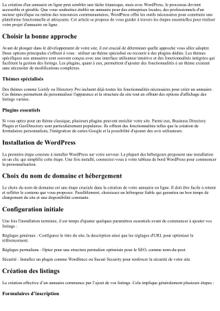 Créer un annuaire en ligne avec Wordpress : Guide complet.