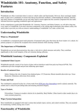 The Top Reasons People Succeed in the OEM auto glass Spartanburg Industry