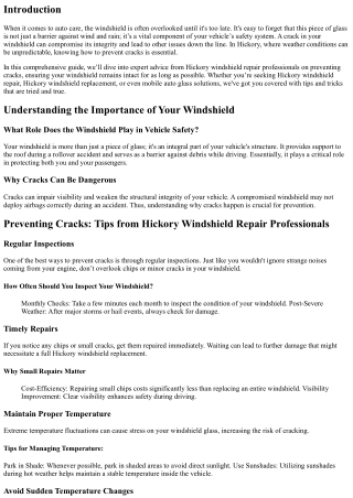 Preventing Cracks: Tips from Hickory Windshield Repair Professionals