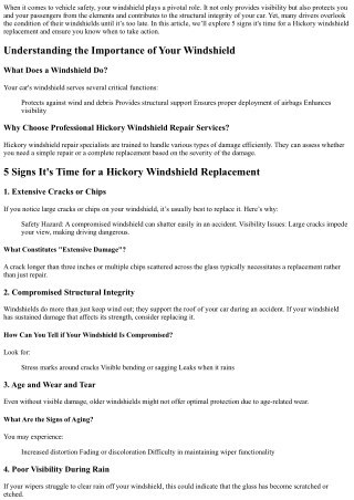 5 Signs It's Time for a Hickory Windshield Replacement