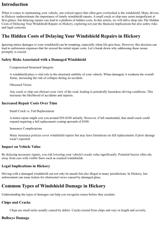 The Hidden Costs of Delaying Your Windshield Repairs in Hickory