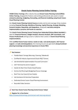 Oracle Fusion Planning Central Online Training from India
