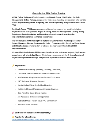 Oracle Fusion PPM Online Training Real-time support from Hyderabad