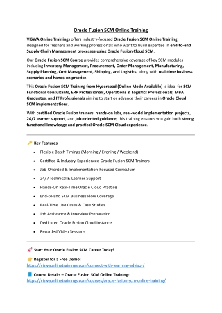 Oracle Fusion SCM Online Training & Certification From India