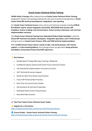 Oracle Fusion Technical Online Training & Real Time Support From India,