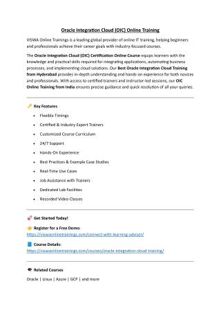 Oracle Integration Cloud Online Training Real-time support from Hyderabad
