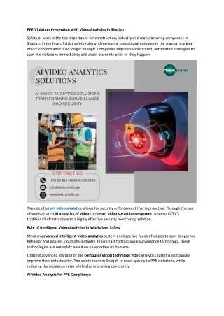 PPE Violation Prevention with Video Analytics in Sharjah