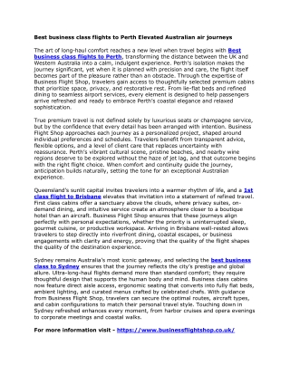 Best business class flights to Perth Elevated Australian air journeys