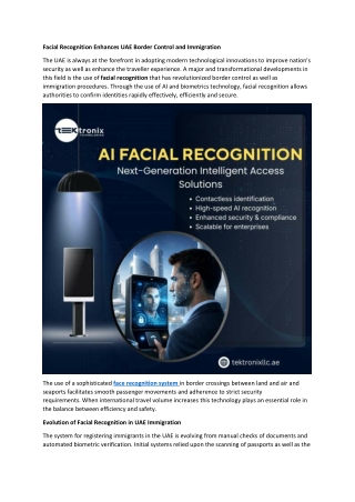 Facial Recognition Enhances UAE Border Control and Immigration