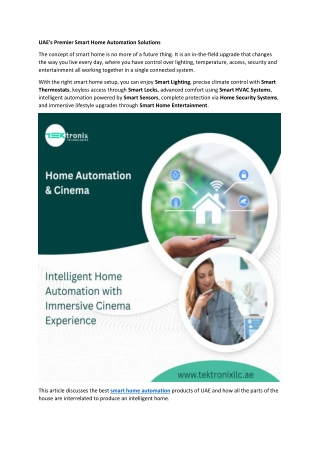 UAE's Premier Smart Home Automation Solutions