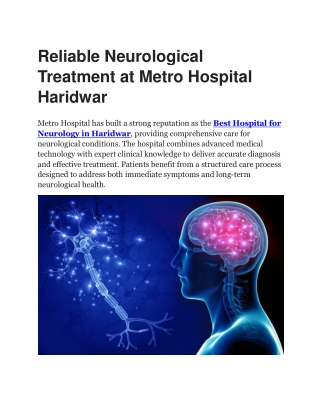 Best Hospital for Neurology in Haridwar | Metro Hospital