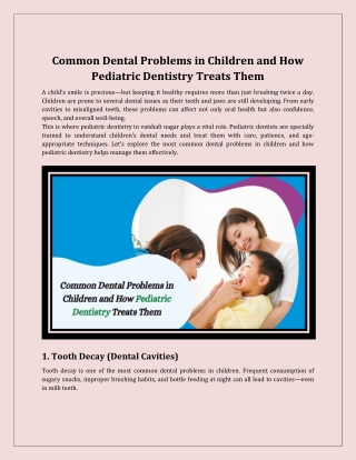 Common Dental Problems in Children and How Pediatric Dentistry Treats Them
