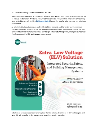 The Future of Security - ELV Access Control in the UAE