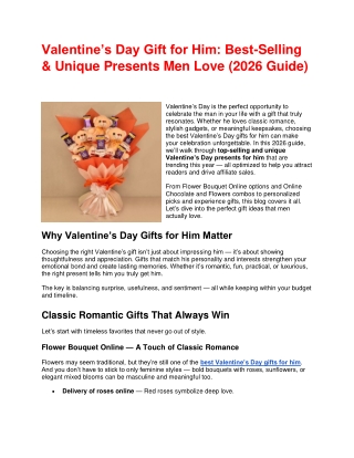 Premium Valentine’s Day Gift for Him – Luxury Roses, Gourmet Chocolates & Same D