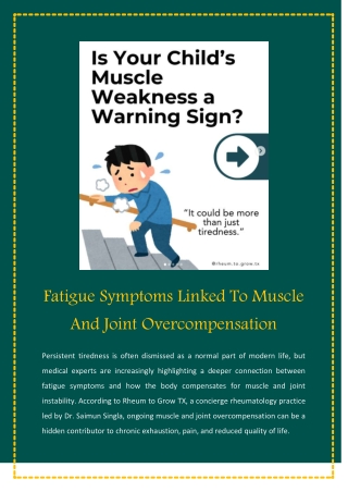 Fatigue Symptoms Linked To Muscle And Joint Overcompensation