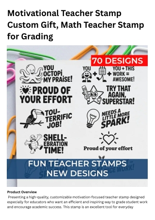 Motivational Teacher Stamp Custom Gift, Math Teacher Stamp for Grading