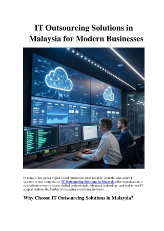 IT Outsourcing Solutions in Malaysia for Modern Businesses