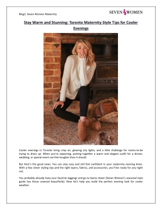 Stay Warm and Stunning - Toronto Maternity Style Tips for Cooler Evenings