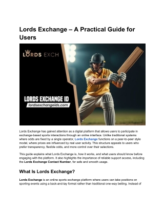 Lords Exchange – A Practical Guide for Users