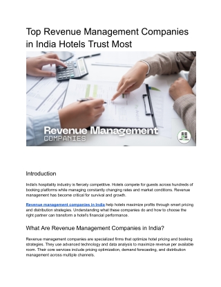 Revenue management companies in india