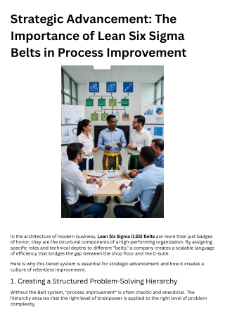 Strategic Advancement The Importance of Lean Six Sigma Belts in Process Improvement